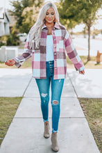 Load image into Gallery viewer, Plaid Color Block Buttoned Long Sleeve Jacket with Pocket
