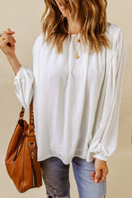 Load image into Gallery viewer, Crew Neck Billowy Sleeve Blouse
