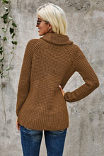 Load image into Gallery viewer, Khaki Buttoned Wrap Turtleneck Sweater
