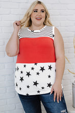 Load image into Gallery viewer, Patriotic Stripes Stars Print Sleeveless Plus Size Top
