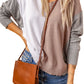Apricot V-neck Color Block Loose Sweater