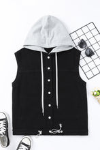 Load image into Gallery viewer, Solid Color Hooded Denim Vest Jacket
