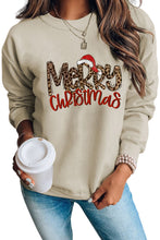 Load image into Gallery viewer, Khaki Merry Christmas Hat Leopard Print Graphic Sweatshirt
