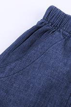 Load image into Gallery viewer, Dark Blue Casual Pocketed Frayed Denim Shorts
