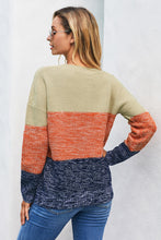 Load image into Gallery viewer, Color Block Netted Texture Pullover Sweater
