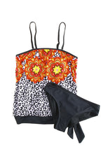 Load image into Gallery viewer, Retro Floral Leopard Pattern Strapless Tankini Set
