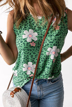 Load image into Gallery viewer, Crew Neck Floral Leopard Print Tank Top
