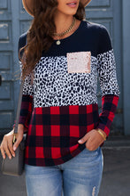 Load image into Gallery viewer, Plaid Splicing Sequin Pocket Long Sleeve Top
