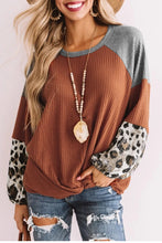 Load image into Gallery viewer, Long Sleeve Waffle Knit Orange Blouse with Twist Knot
