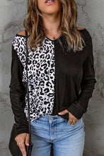 Load image into Gallery viewer, Leopard Color Block Cut Out Long Sleeve Top
