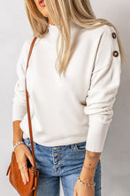 Load image into Gallery viewer, High Neck Button Shoulder Long Sleeve Sweater
