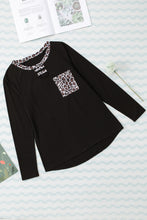 Load image into Gallery viewer, Black Leopard Patch Pocket Long Sleeve Top
