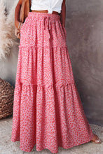 Load image into Gallery viewer, Leopard Print Frilled Drawstring High Waist Maxi Skirt
