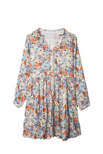 Load image into Gallery viewer, Multicolor Split Neck Buttons Front Shirt Floral Dress
