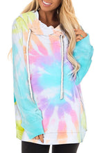 Load image into Gallery viewer, Spiral Tie-dye Print Drawstring Hoodie
