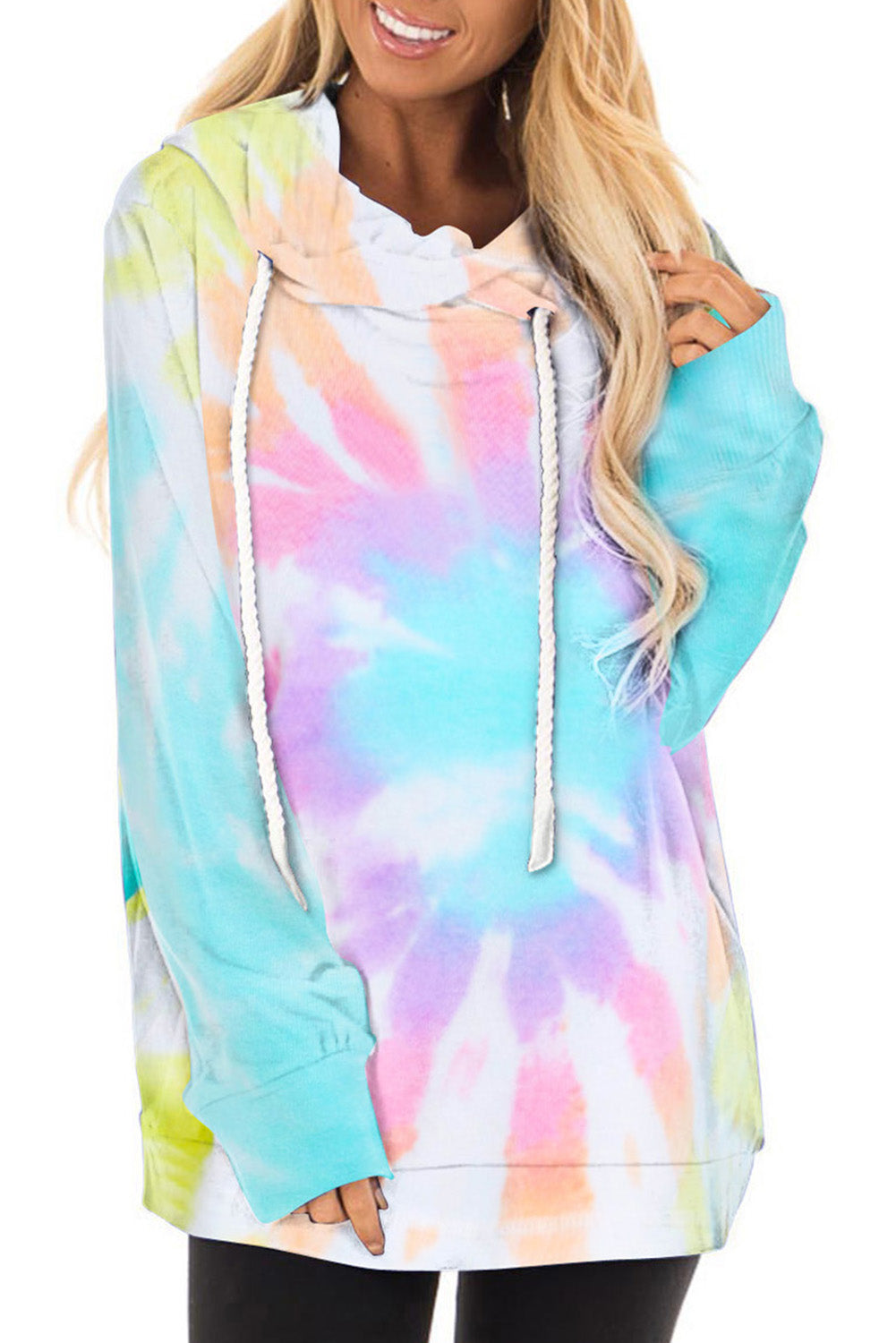 Spiral Tie-dye Print Drawstring Hoodie