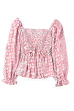 Load image into Gallery viewer, Bohemian Print Puff Sleeve Curvy Peplum Blouse
