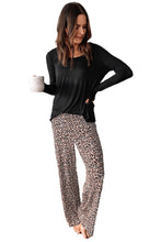 Load image into Gallery viewer, Long Sleeve Top and Leopard Print Pants Lounge Set

