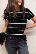 Load image into Gallery viewer, Round Neck Striped Print T-shirt
