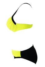 Load image into Gallery viewer, Sexy Yellow Padded Gather Push-up Bikini Set
