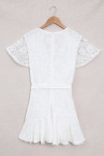 Load image into Gallery viewer, Flutter Sleeve Wrap V Neck Floral Lace Short Dress
