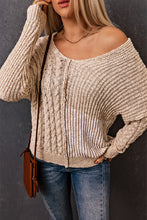 Load image into Gallery viewer, Beige V Neck Loose Knit Sweater
