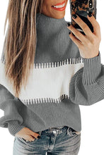 Load image into Gallery viewer, Color Block High Neck Pullover Sweater
