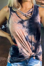 Load image into Gallery viewer, and Tan Tie-Dye Cross Front Tank Top
