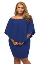 Load image into Gallery viewer, Plus Size Multiple Dressing Layered Blue Mini Poncho Dress
