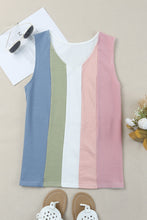 Load image into Gallery viewer, Color Block V-Neck Waffle Knit Tank Top
