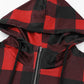 Black Contrast Buffalo Plaid Zip Pullover Hooded Top