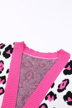 Load image into Gallery viewer, Leopard Ribbed Trim Knitted Open Front Long Cardigan
