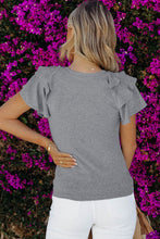 Load image into Gallery viewer, Plain Tiered Ruffled Short Sleeve T Shirt
