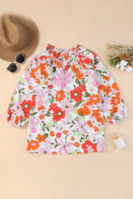 Load image into Gallery viewer, Blooming Flowers Frill Trim Puff Sleeve Blouse
