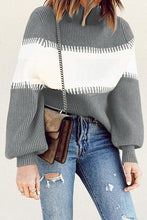 Load image into Gallery viewer, Color Block High Neck Pullover Sweater
