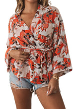 Load image into Gallery viewer, Floral Wrap Kimono Blouse

