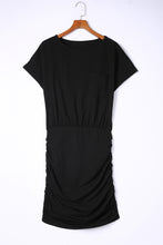 Load image into Gallery viewer, Chest Pocket Loose T-shirt Ruched Bodycon Mini Dress
