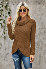 Load image into Gallery viewer, Khaki Buttoned Wrap Turtleneck Sweater
