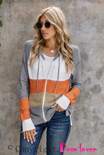 Load image into Gallery viewer, Zipped Front Colorblock Hollow-out Knit Hoodie
