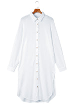 Load image into Gallery viewer, Striped Crinkle Button Front Cover Up Shirt Dress
