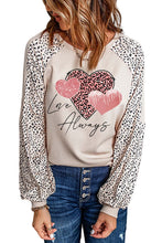 Load image into Gallery viewer, Khaki Love Always Heart Leopard Color Block Top
