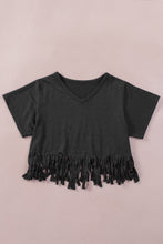 Load image into Gallery viewer, Fringe Hem V Neck T Shirt
