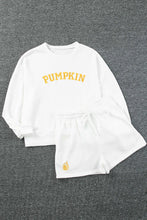 Load image into Gallery viewer, PUMPKIN Flocking Graphic Pullover Sweatshirt and Shorts Set
