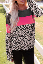Load image into Gallery viewer, Color Block Leopard Patchwork Puff Sleeve Top
