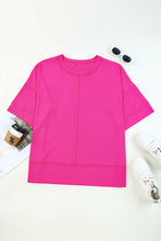 Load image into Gallery viewer, Plus Size Ribbed 3/4 Sleeves Flowy Top
