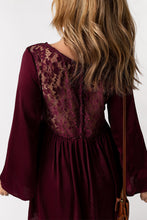 Load image into Gallery viewer, Buttoned Sheer Lace Back Long Sleeve Dress

