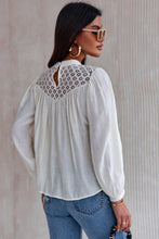 Load image into Gallery viewer, Crochet Lace Textured Balloon Sleeve Blouse
