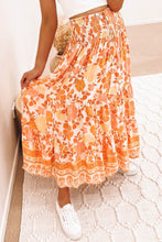 Load image into Gallery viewer, Floral Print Smocked High Waist A-line Maxi Skirt
