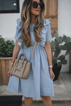 Load image into Gallery viewer, Ruffle Chambray Midi Dress
