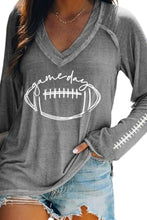 Load image into Gallery viewer, Game Day Soccer Graphic Print V Neck Long Sleeve Top
